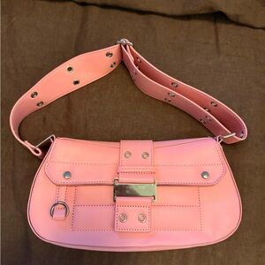 Lulu's Pink Shoulder Bag with Silver Accents